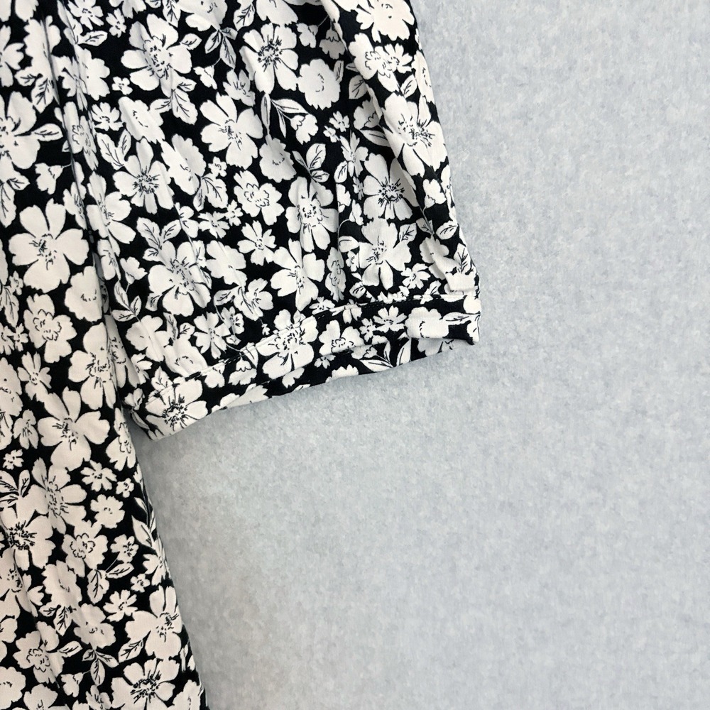 J. Jill Shift Dress Size 4X Black White Floral Knit Balloon Sleeve Scoop Travel - Picture 6 of 8